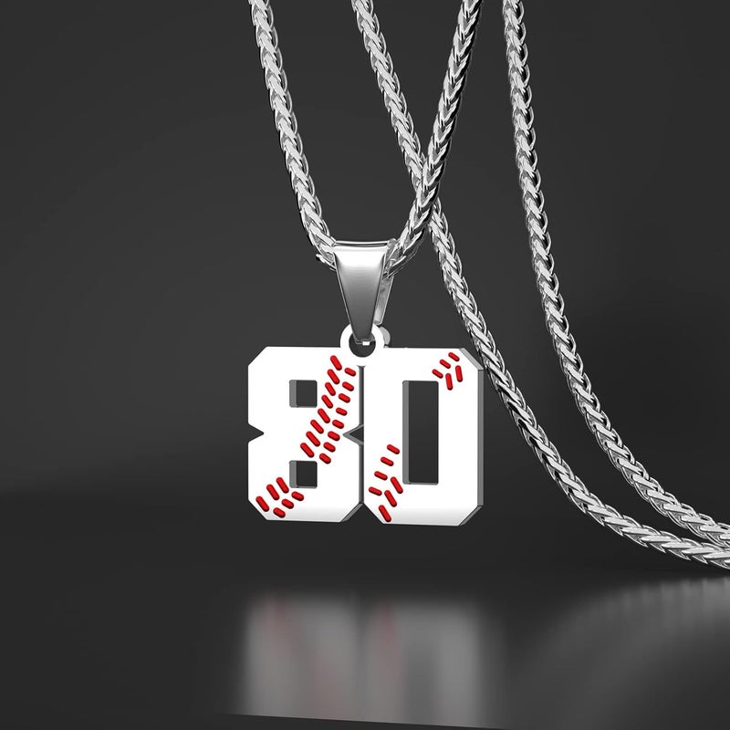 Wikavanli Personalized Baseball Jersey Number 00-99 Necklace - Stainless Steel Baseball Chain Pendant Necklace - Team Jewelry Gift for Boys, Girls, Men, Women - Image 2